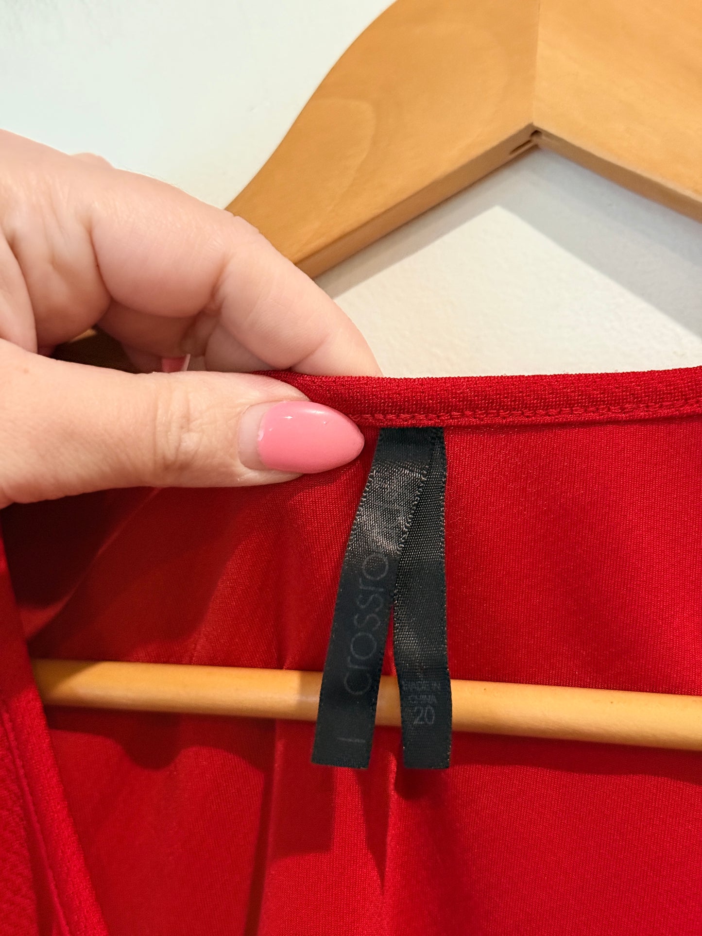 Crossroads Chain Detail Textured Top - Red Size 20