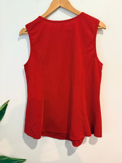 Crossroads Chain Detail Textured Top - Red Size 20