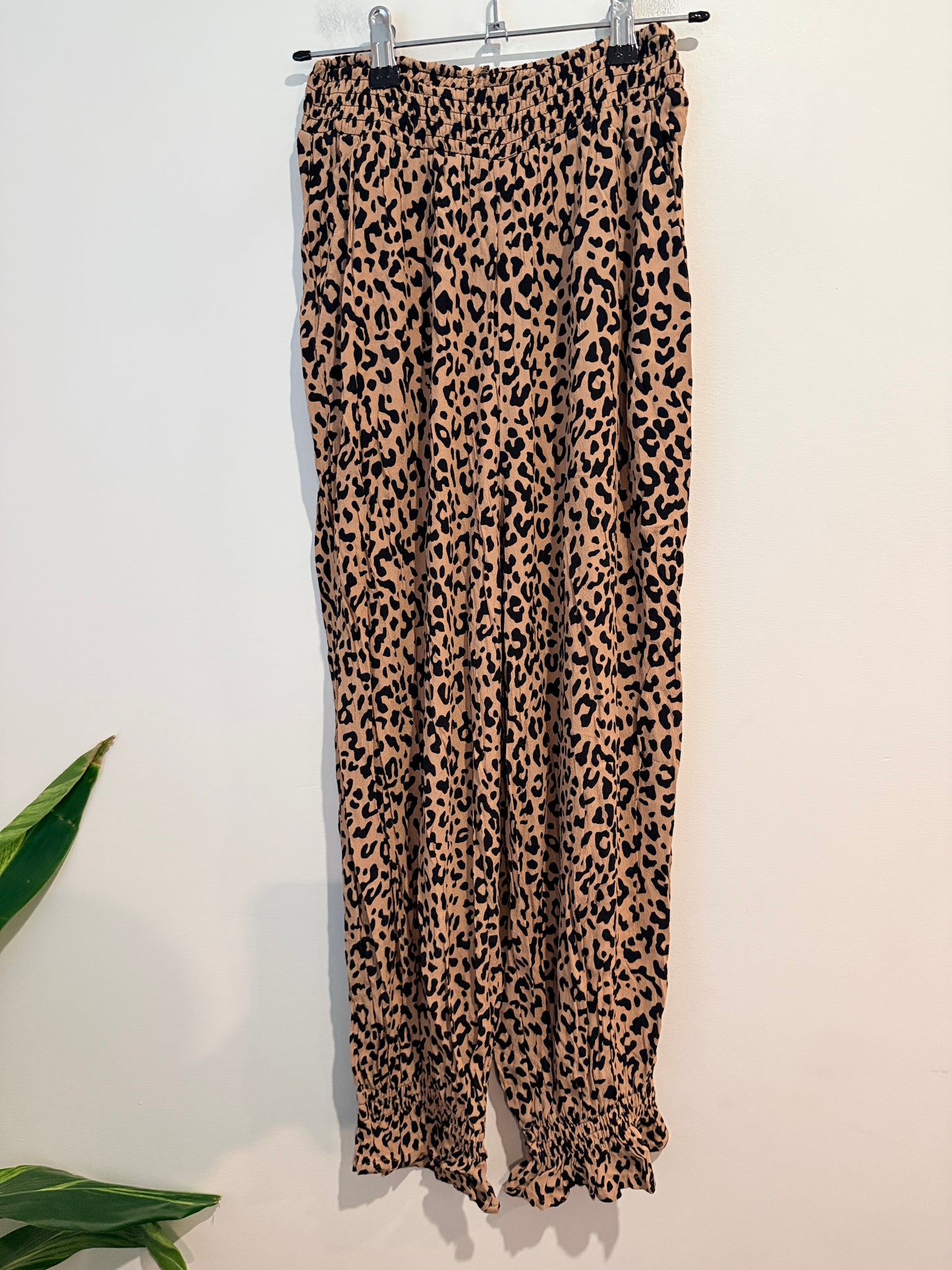 Seed Heritage Leopard Print Elastic Waist Pants - Tan/Black Size 6