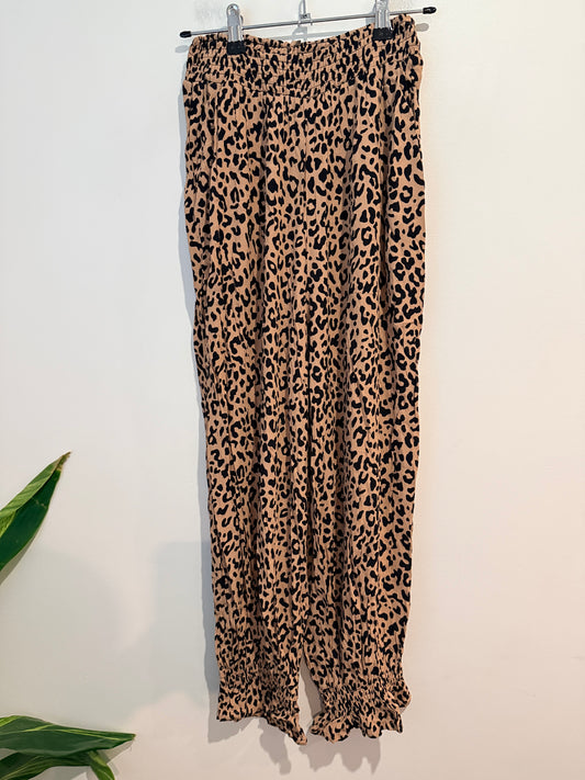 Seed Heritage Leopard Print Elastic Waist Pants - Tan/Black Size 6