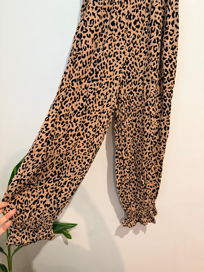 Seed Heritage Leopard Print Elastic Waist Pants - Tan/Black Size 6