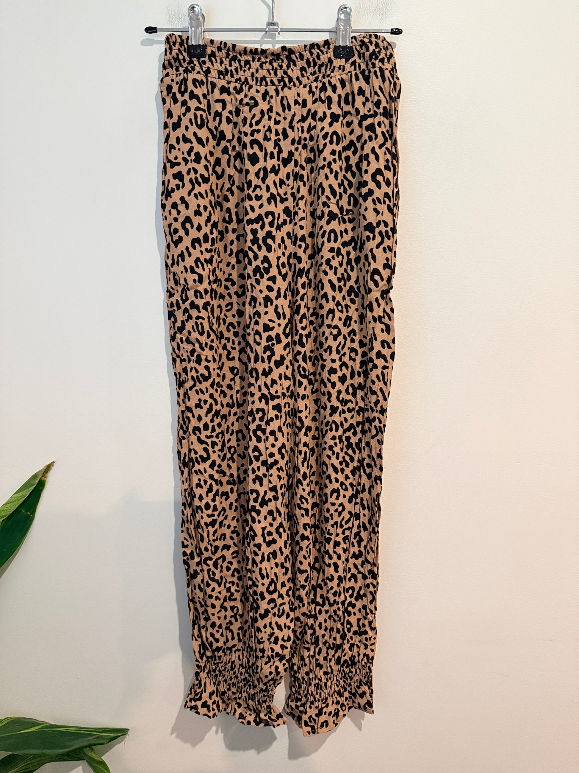 Seed Heritage Leopard Print Elastic Waist Pants - Tan/Black Size 6
