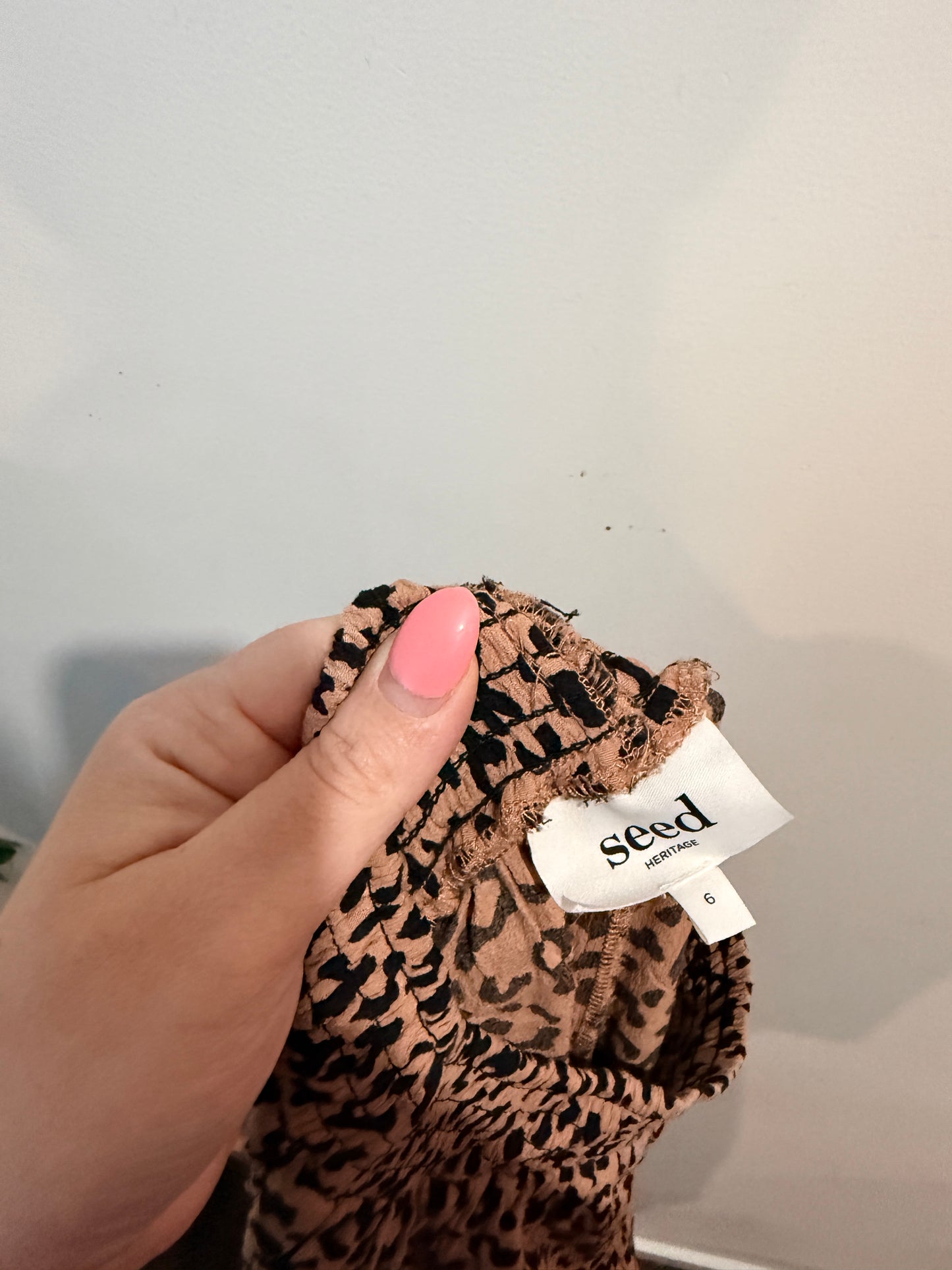 Seed Heritage Leopard Print Elastic Waist Pants - Tan/Black Size 6