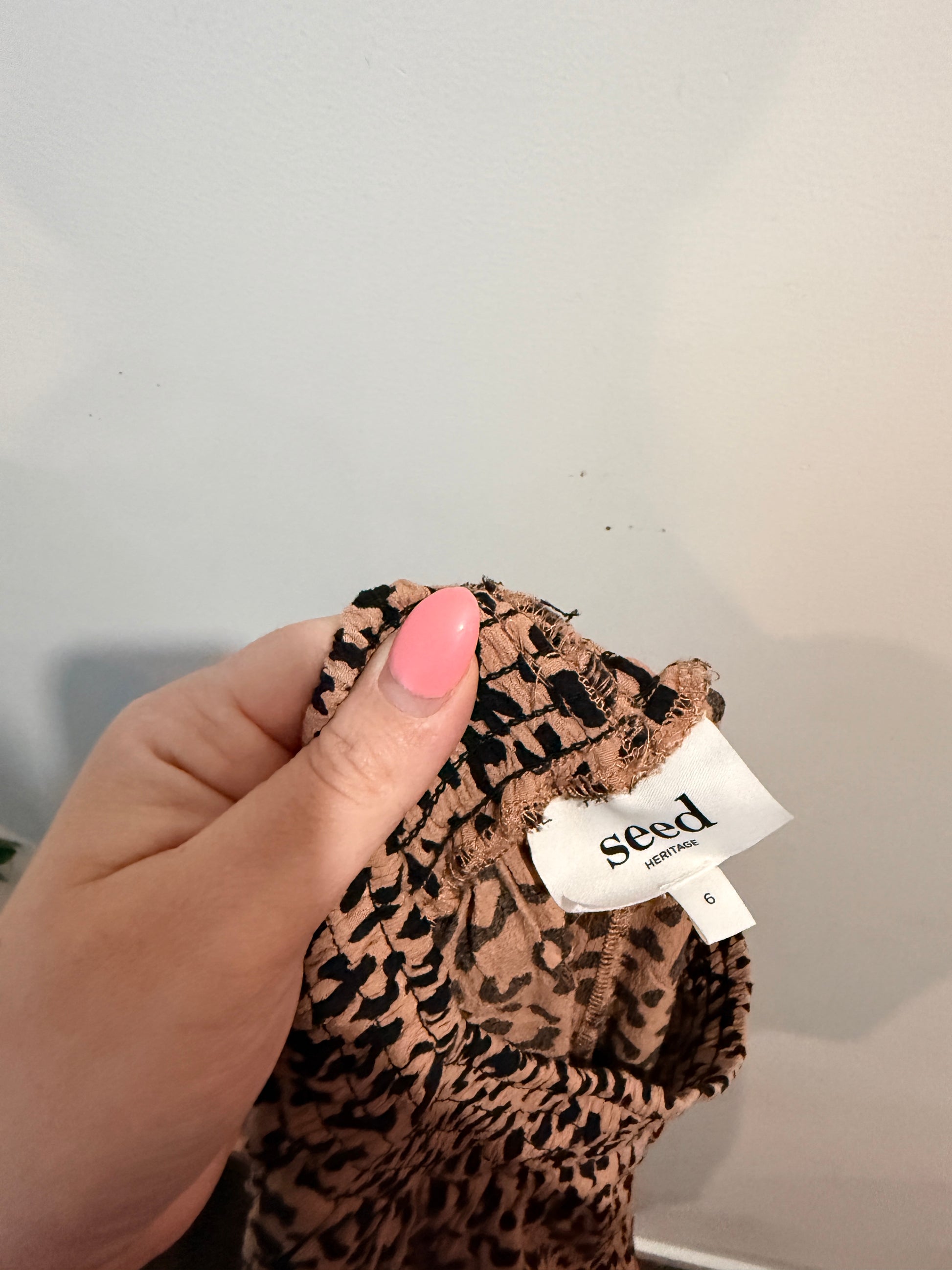 Seed Heritage Leopard Print Elastic Waist Pants - Tan/Black Size 6