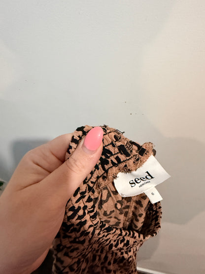 Seed Heritage Leopard Print Elastic Waist Pants - Tan/Black Size 6