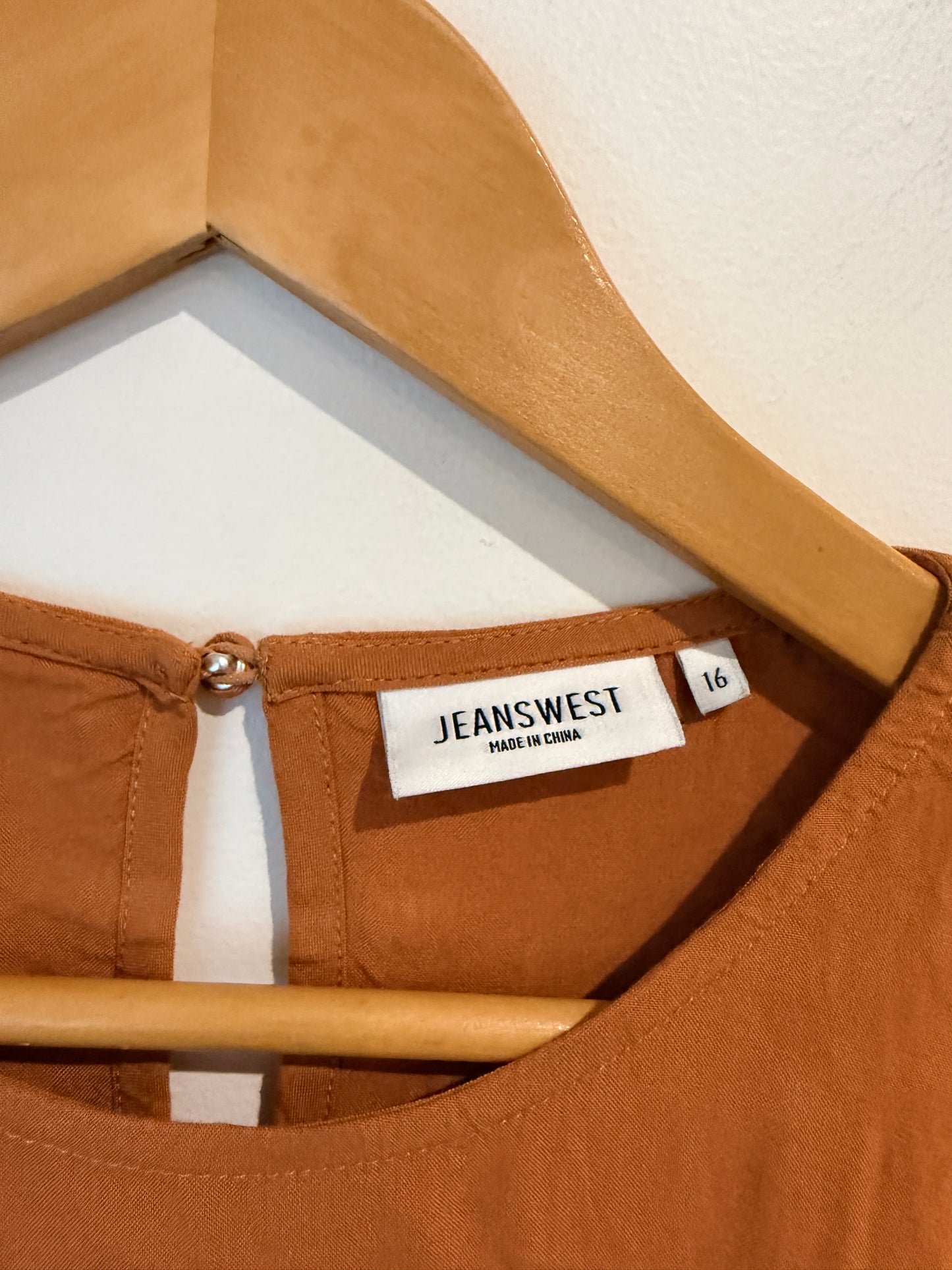 Jeanswest Lace Trim Peasant Top - Rust/Tan Size 16