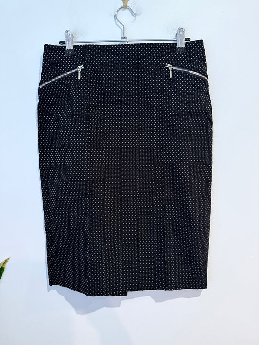 Oliver Black Polka Dot Zip Pocket Pencil Skirt Size 10