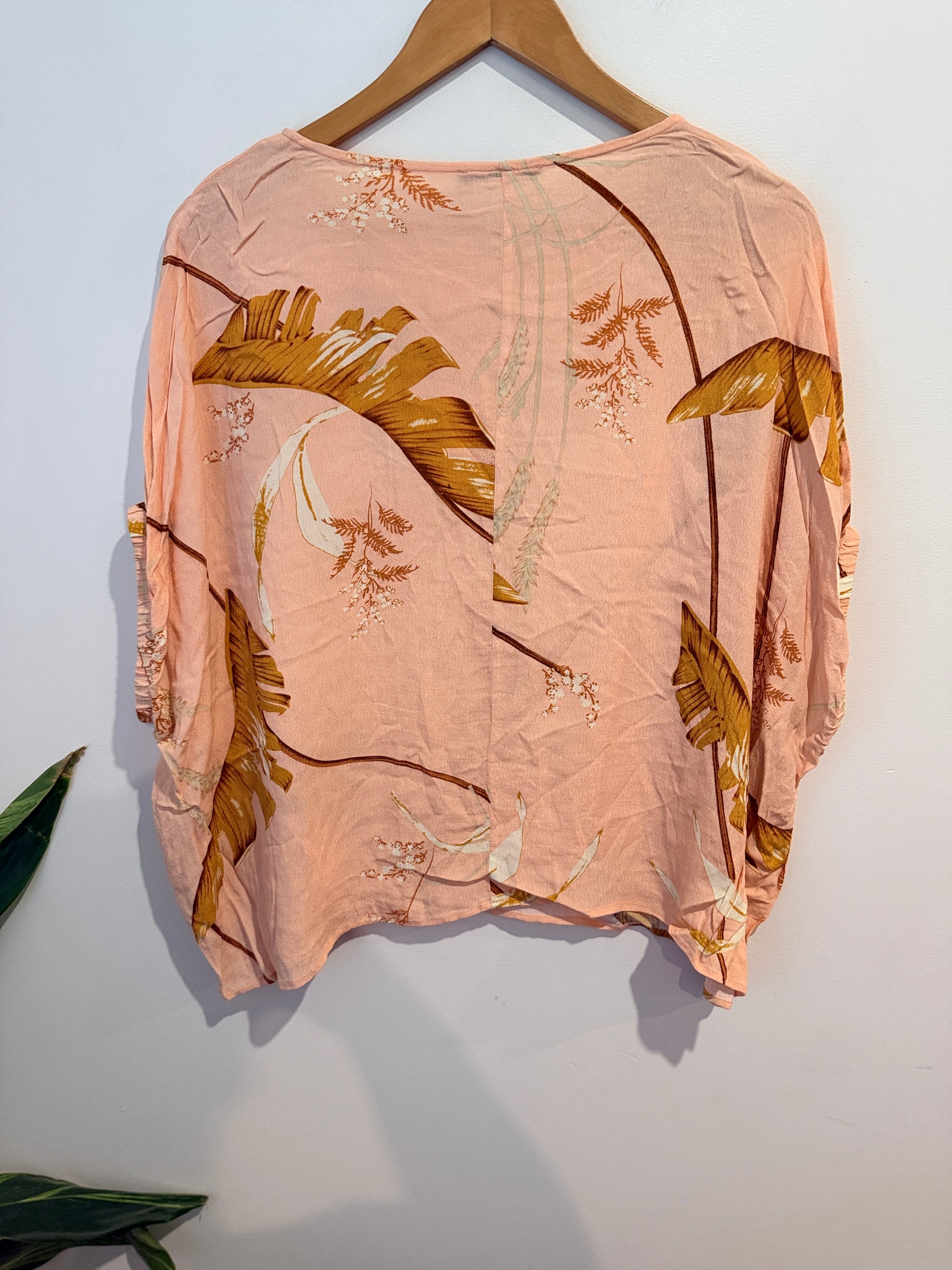 Fate + Becker Botanical Print Oversized Top - Peach/Mustard Size AU 14