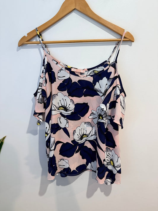 SASS Floral Print Cold Shoulder Cami Top Size 10