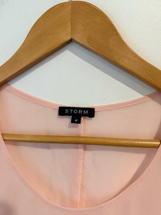 STORM Sheer Cap Sleeve Top - Blush Pink Size S