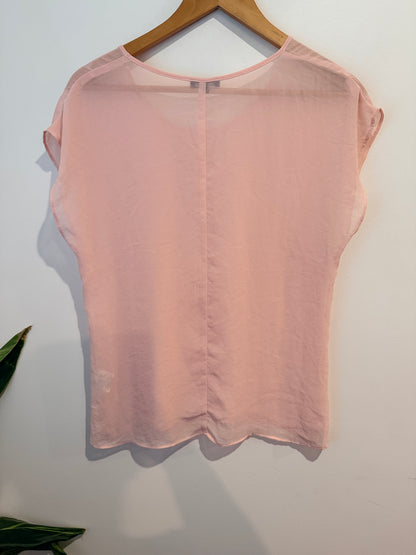 STORM Sheer Cap Sleeve Top - Blush Pink Size S
