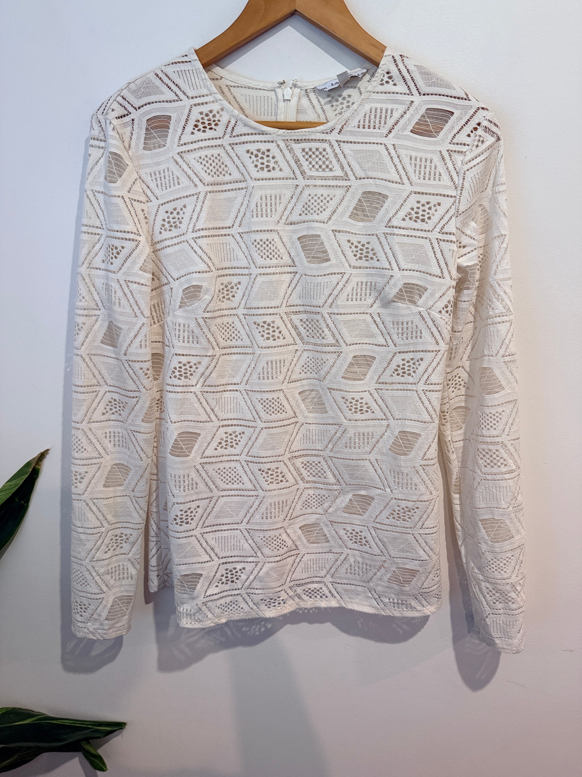 & Other Stories Geometric Lace Long Sleeve Top Size US 10