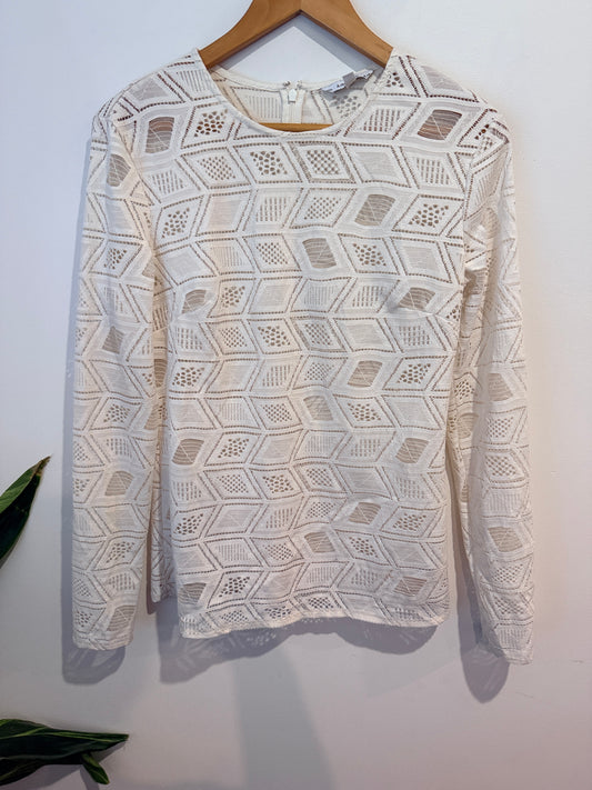 & Other Stories Geometric Lace Long Sleeve Top Size US 10