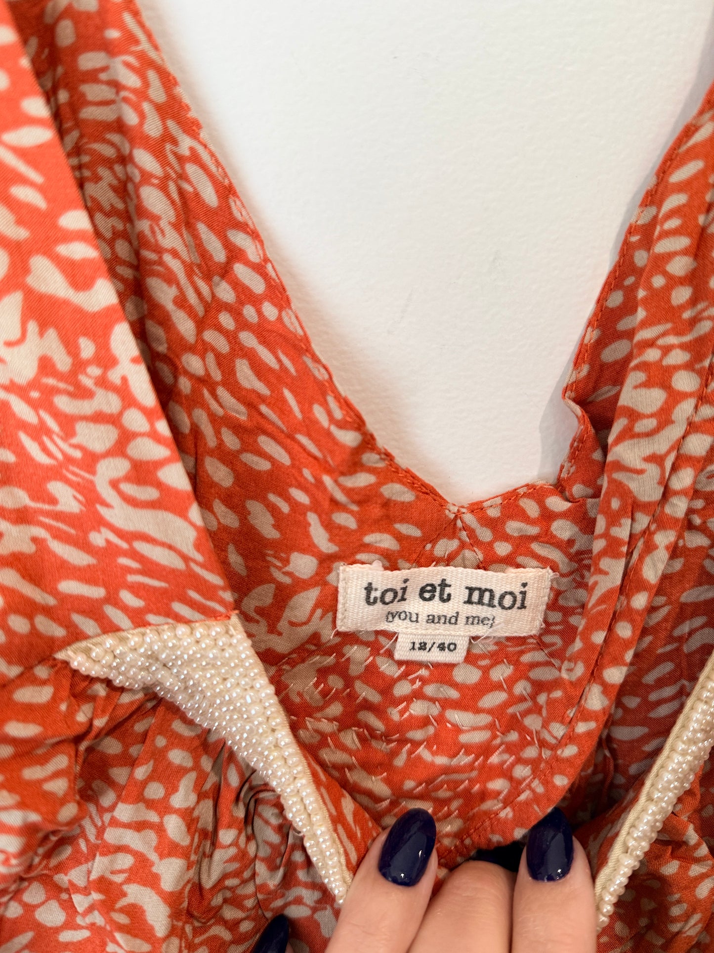 Toi Et Moi Beaded Cross-back Cami Top - Rust Print Size 12/40