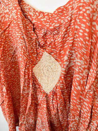 Toi Et Moi Beaded Cross-back Cami Top - Rust Print Size 12/40