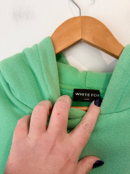 White Fox Graphic Print Hoodie - Green Size L/XL