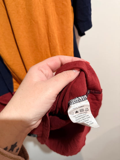 RPM Mfg Co. T-shirt Navy, Mustard & Burgundy Colorblock Size Large