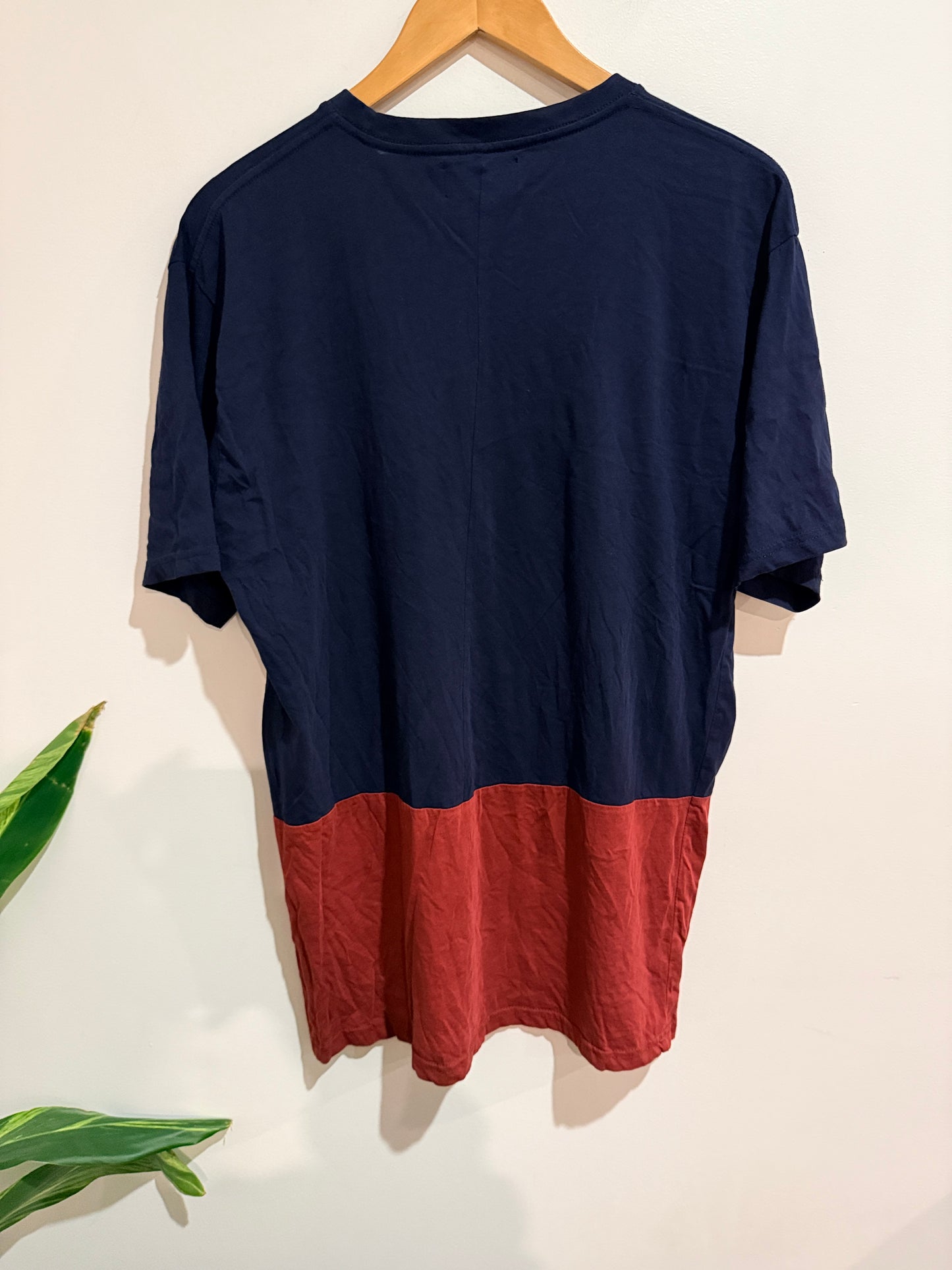 RPM Mfg Co. T-shirt Navy, Mustard & Burgundy Colorblock Size Large