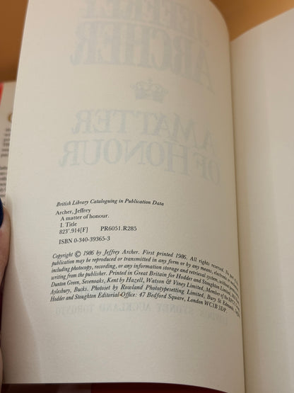 A Matter of Honour by Jeffrey Archer (1986)