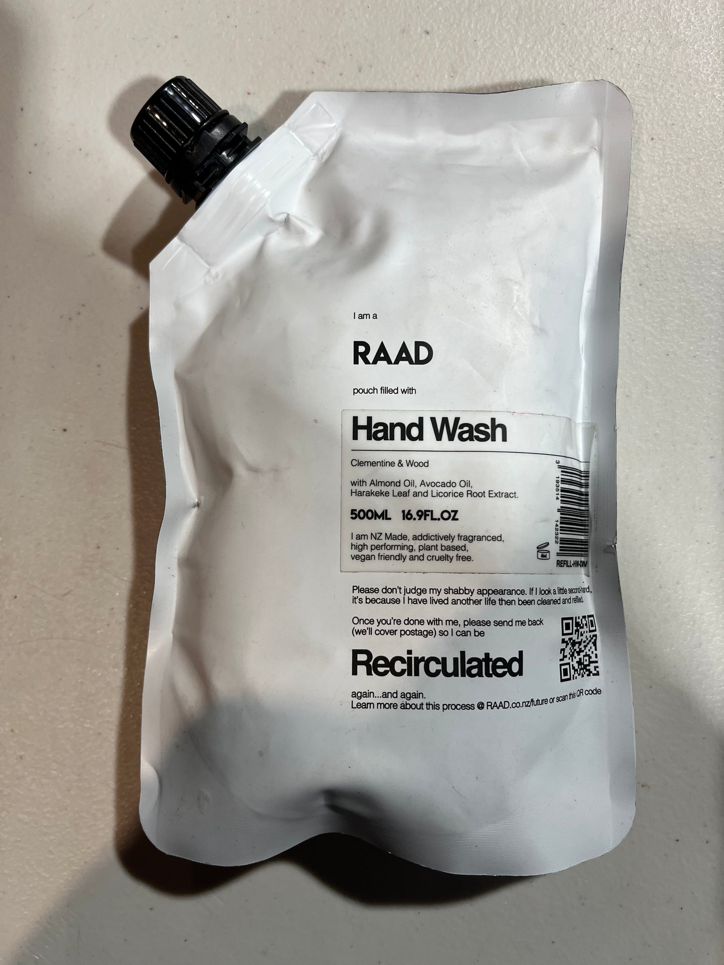 RAAD Clementine & Wood Hand Wash Refill 500ml (past exp)