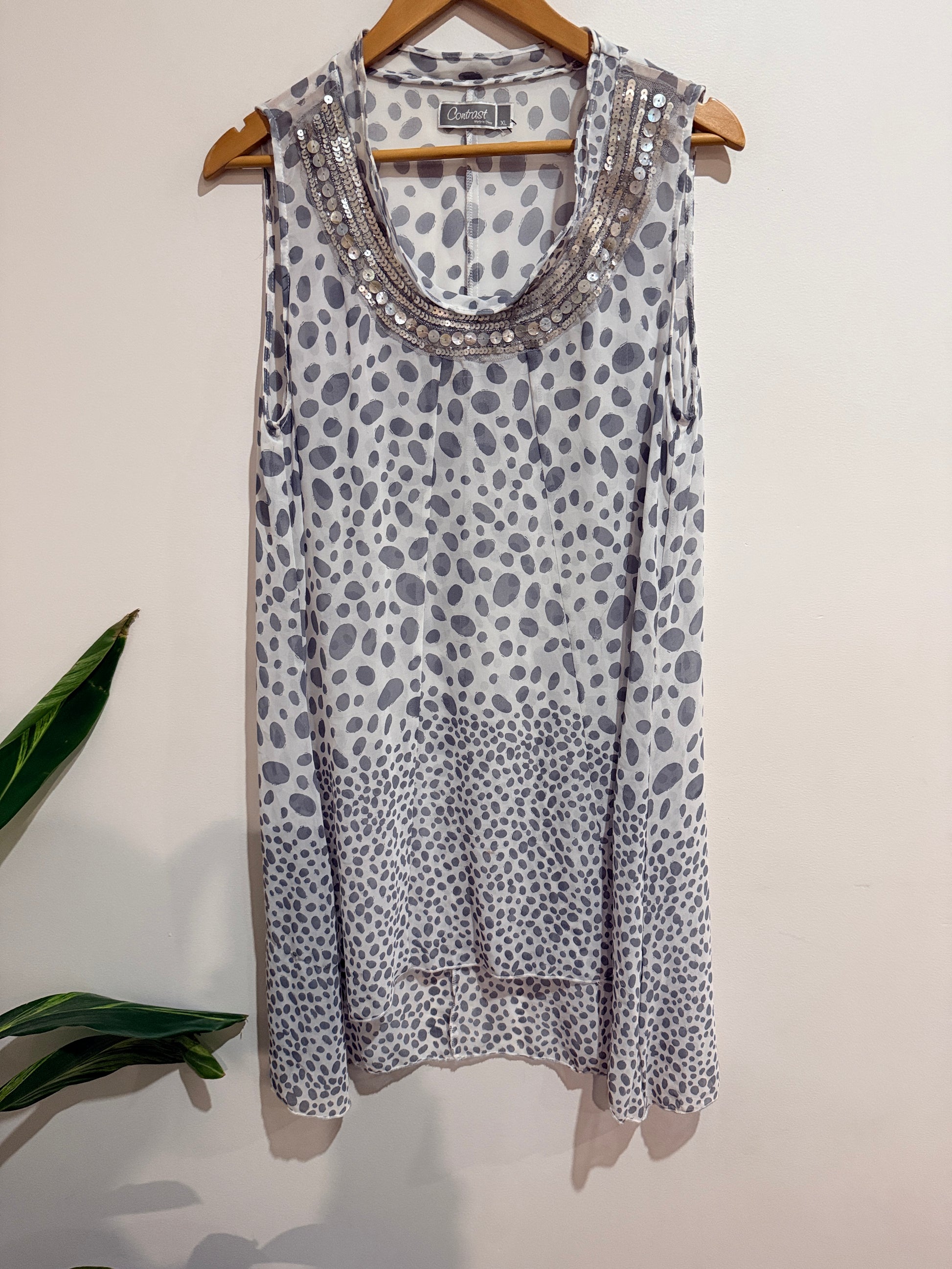 Contrast Sleeveless Flowy Tunic Top Size XL