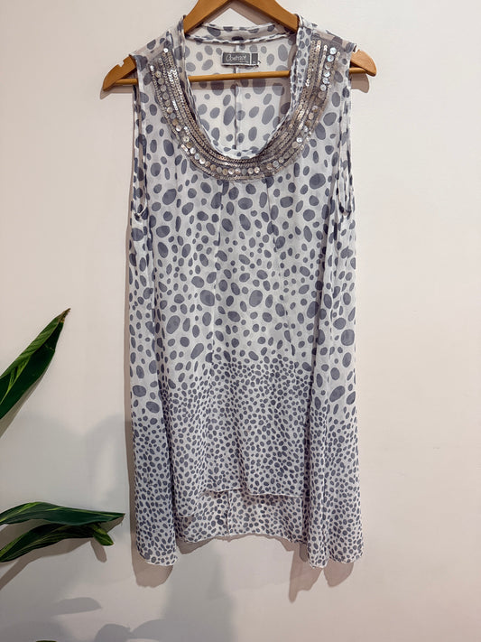 Contrast Sleeveless Flowy Tunic Top Size XL