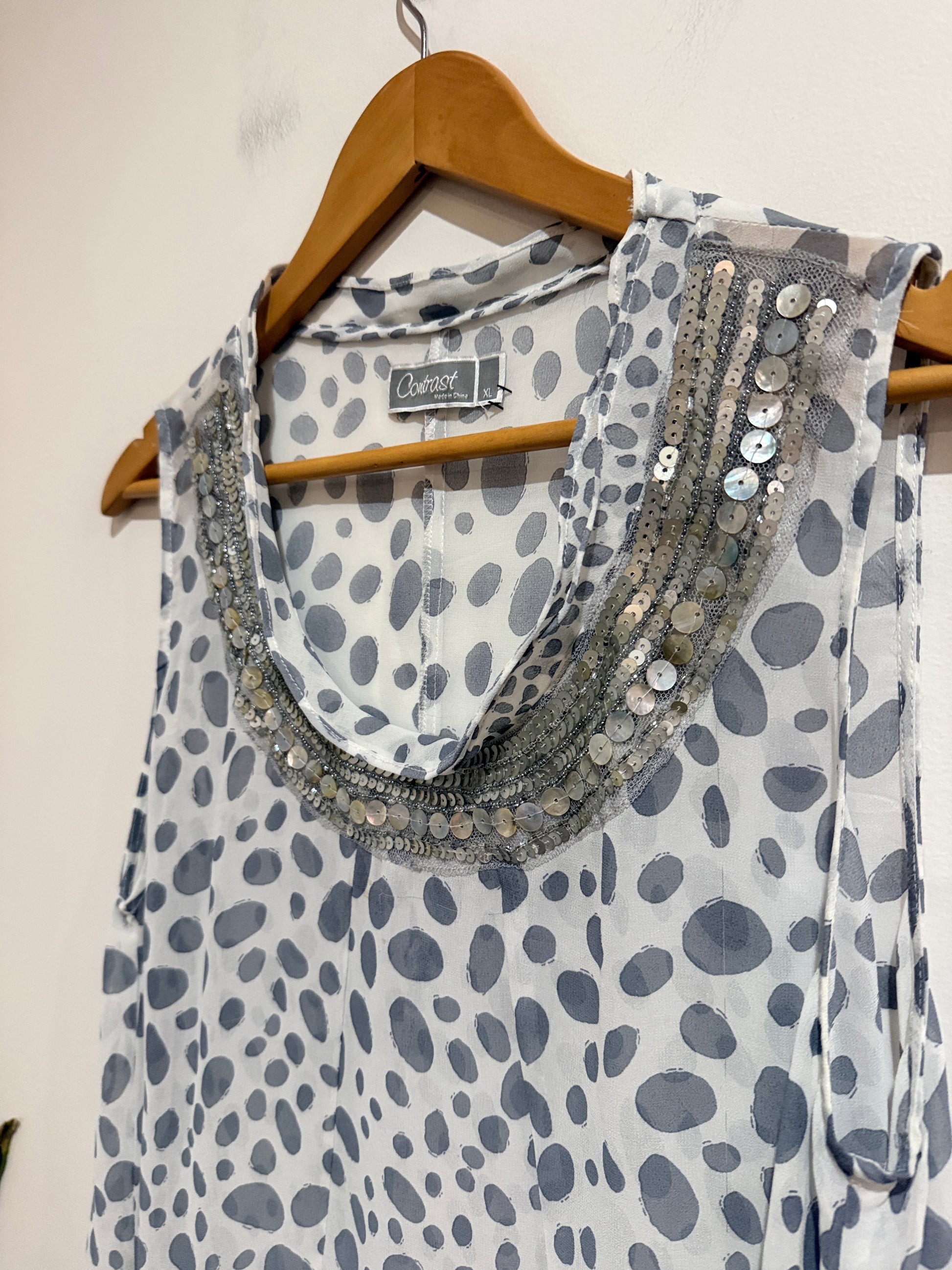 Contrast Sleeveless Flowy Tunic Top Size XL