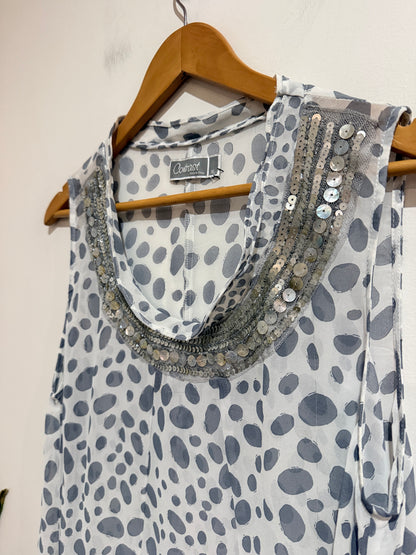 Contrast Sleeveless Flowy Tunic Top Size XL