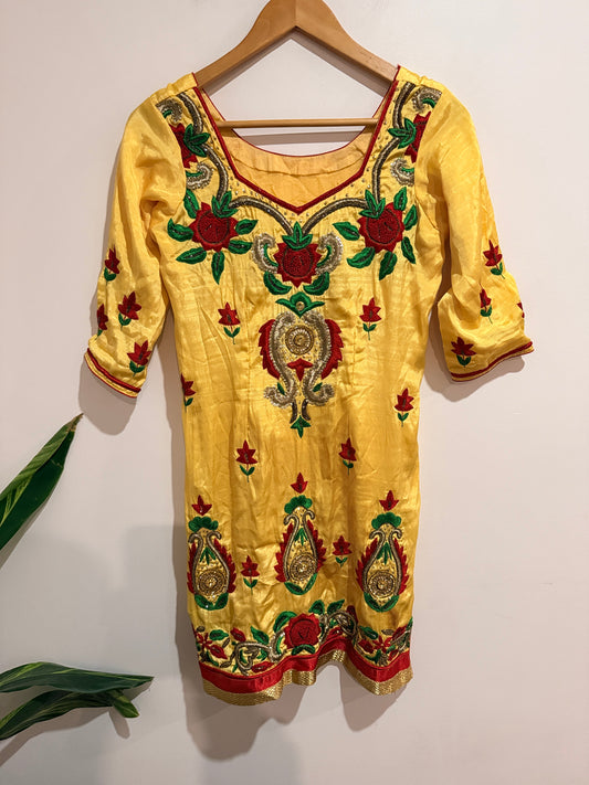 Embroidered Kurti Mini Dress Size U/Arm to U/Arm 43cm