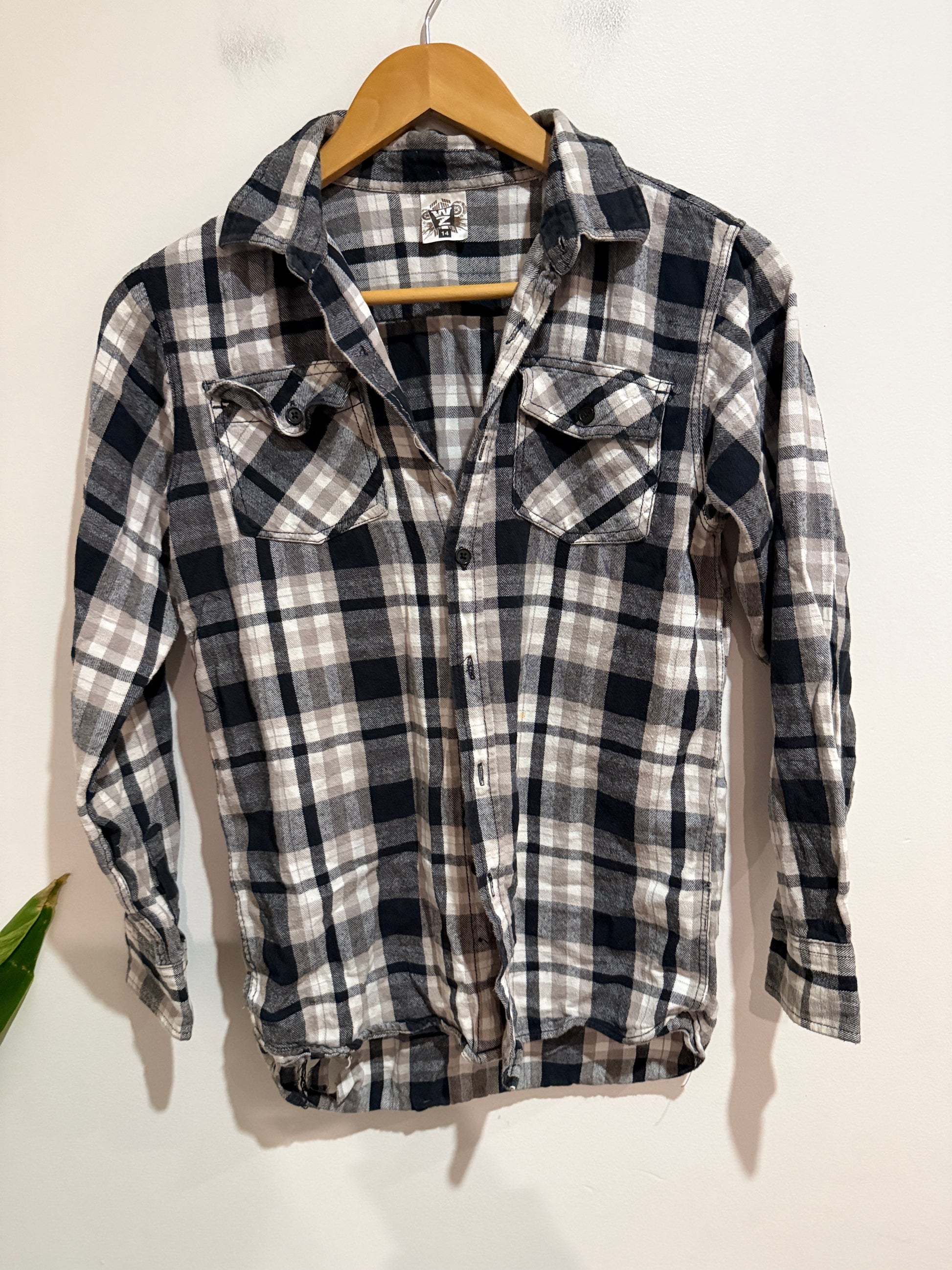 WZ Checkered Flannel Shirt Size 14