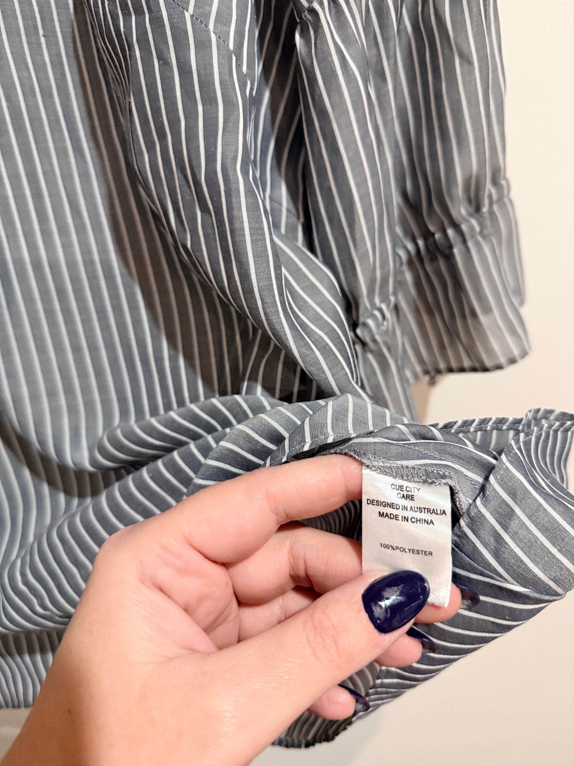 Cue City Stripe Pattern Top Size 14