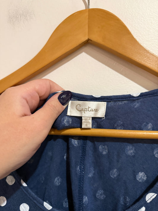 Capture Polka Dot Top Navy Size 8