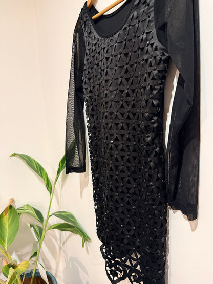 Embellished Cutout Mini Dress Black Size 42.5cm U/arm to U/arm