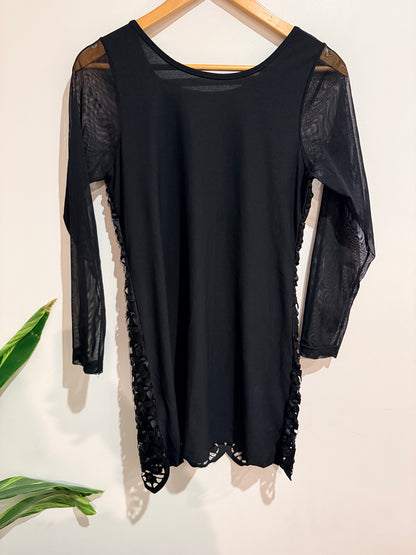 Embellished Cutout Mini Dress Black Size 42.5cm U/arm to U/arm