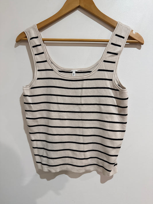 Striped Knit Tank Beige/Black Size 10 (tag reads "10/23")