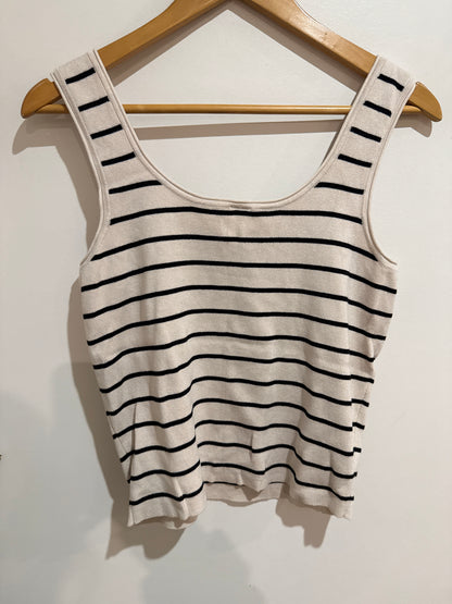Striped Knit Tank Beige/Black Size 10 (tag reads "10/23")