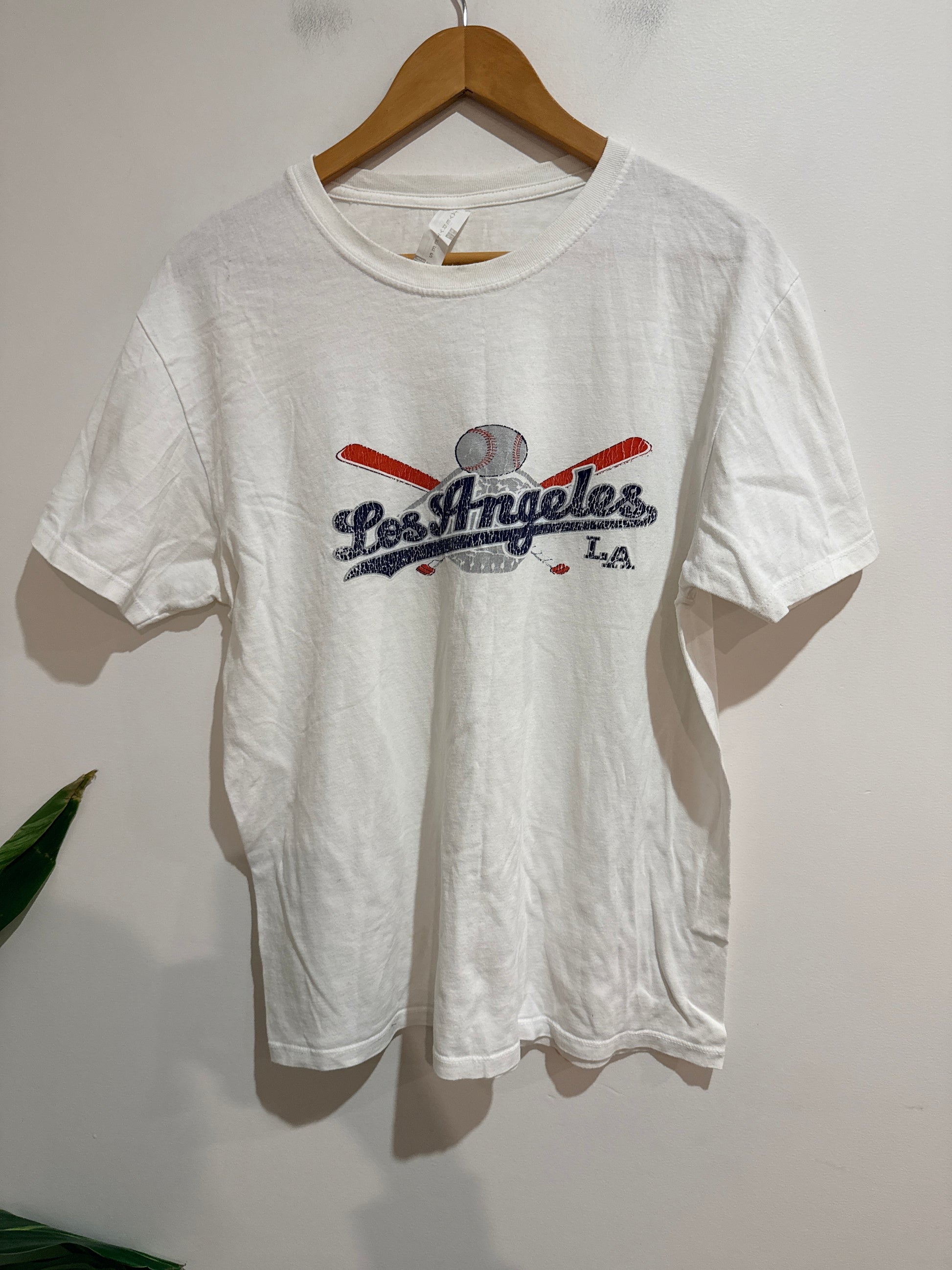 Player Tees Los Angeles Baseball Print T-shirt White Size L