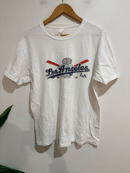Player Tees Los Angeles Baseball Print T-shirt White Size L