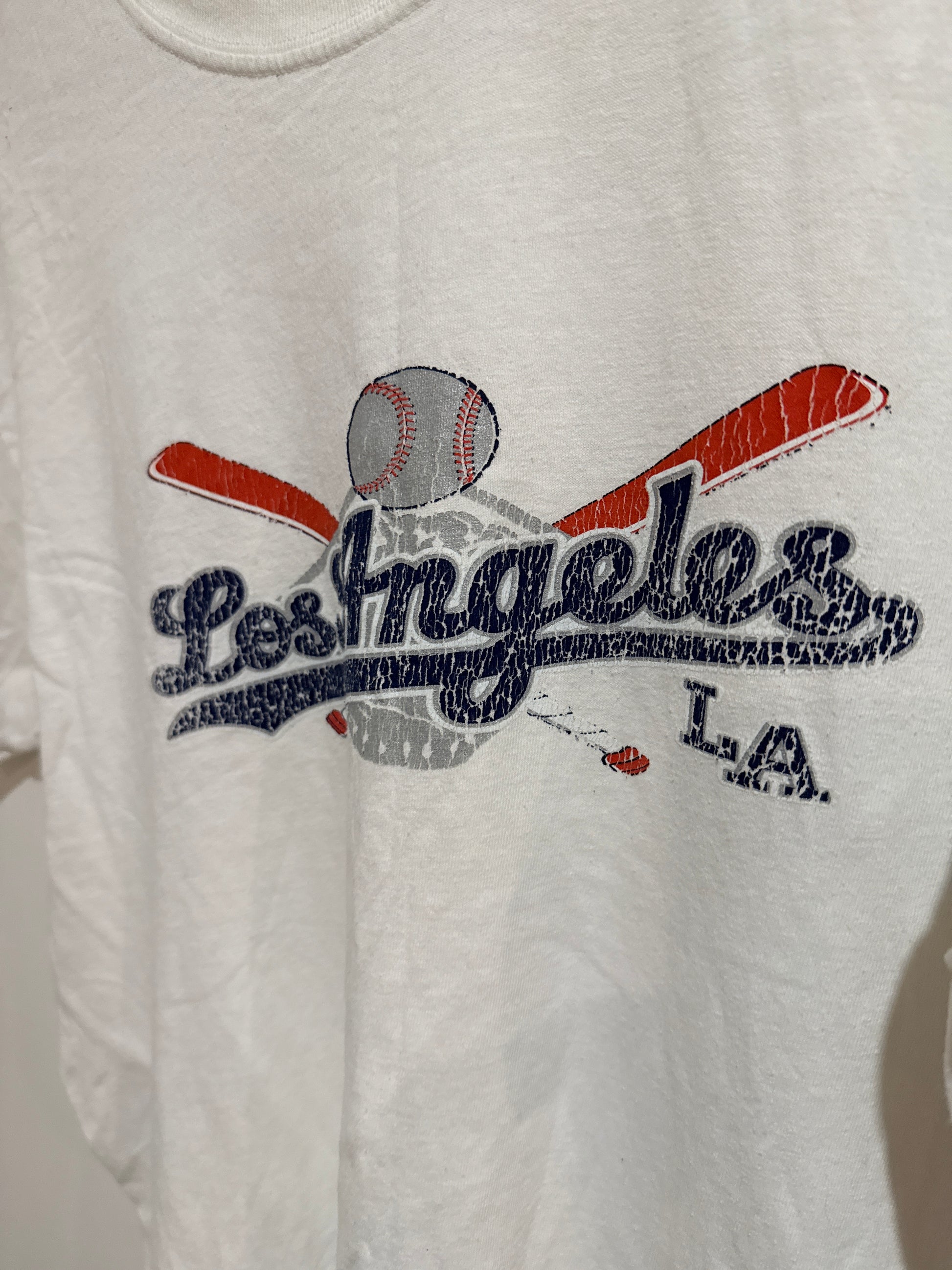 Player Tees Los Angeles Baseball Print T-shirt White Size L