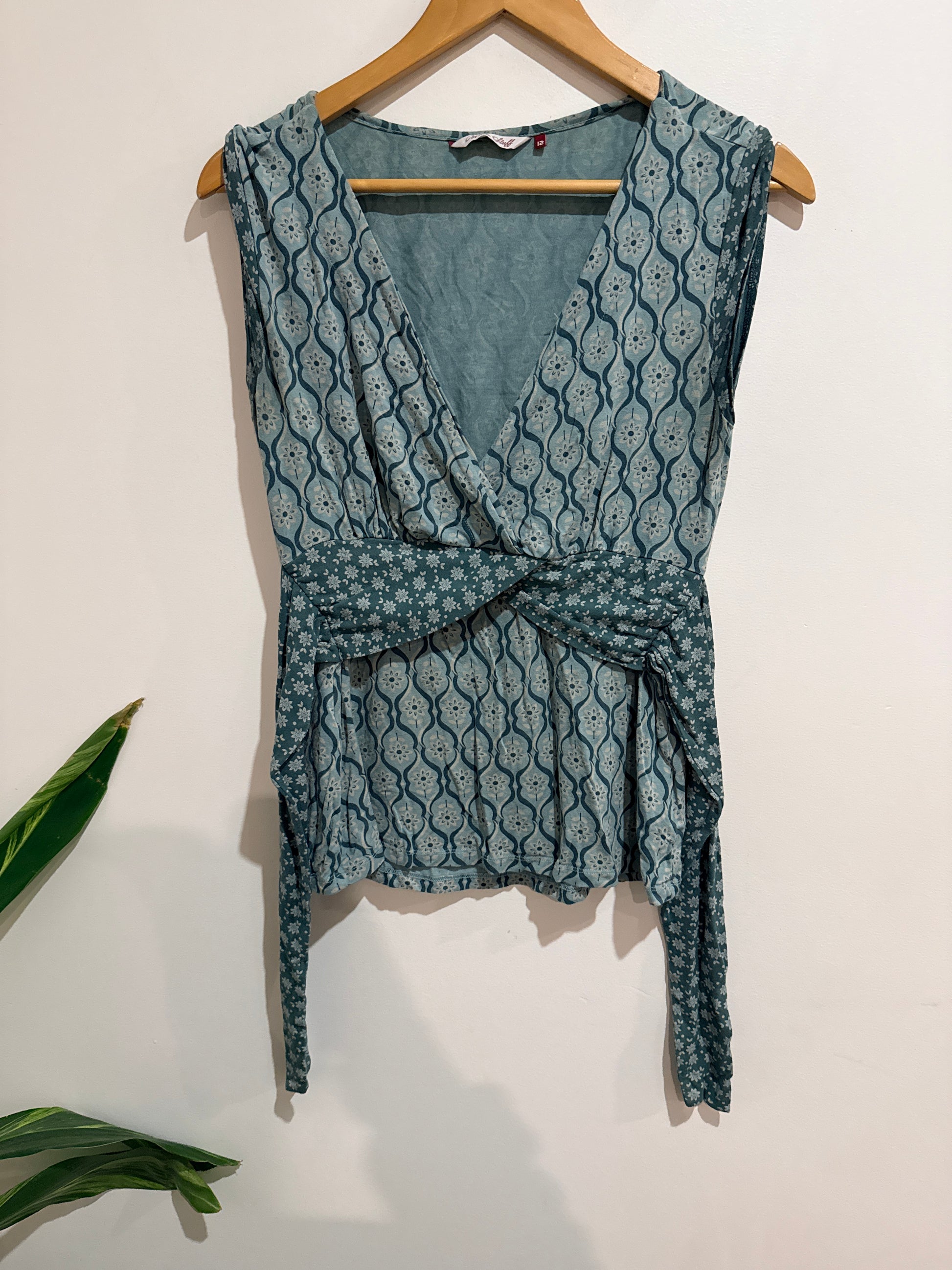 White Stuff Wrap Top Teal Size 12