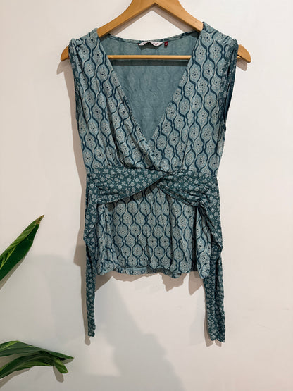 White Stuff Wrap Top Teal Size 12