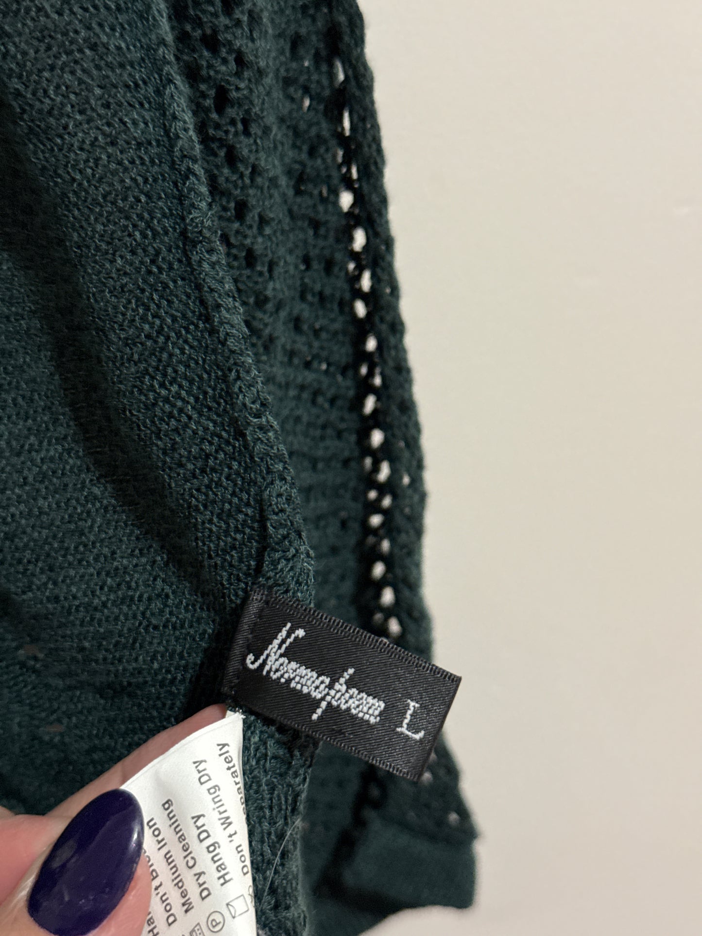 Normajean Crochet Waterfall Vest Green Size L