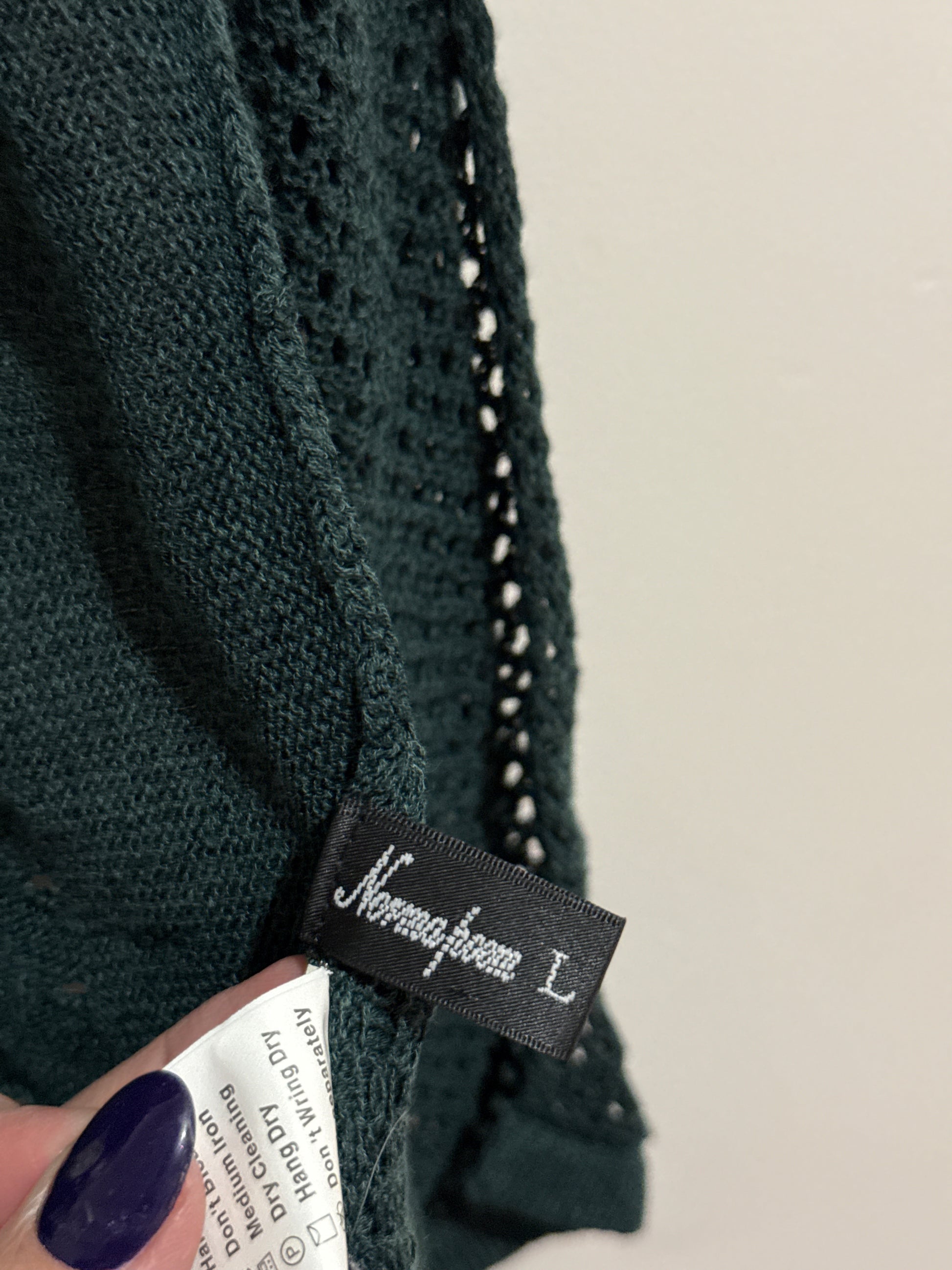 Normajean Crochet Waterfall Vest Green Size L