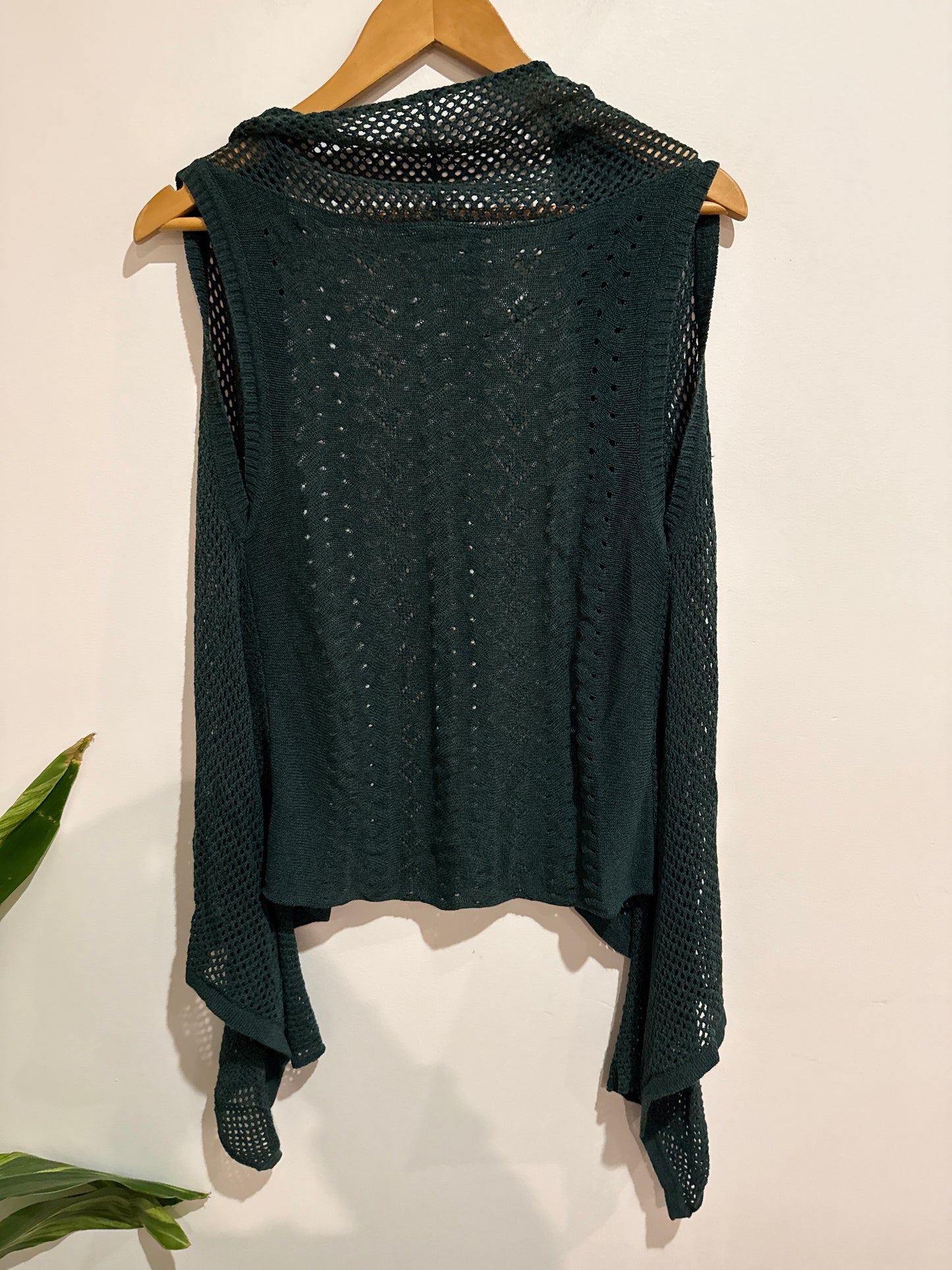 Normajean Crochet Waterfall Vest Green Size L
