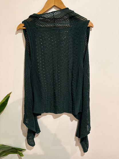 Normajean Crochet Waterfall Vest Green Size L
