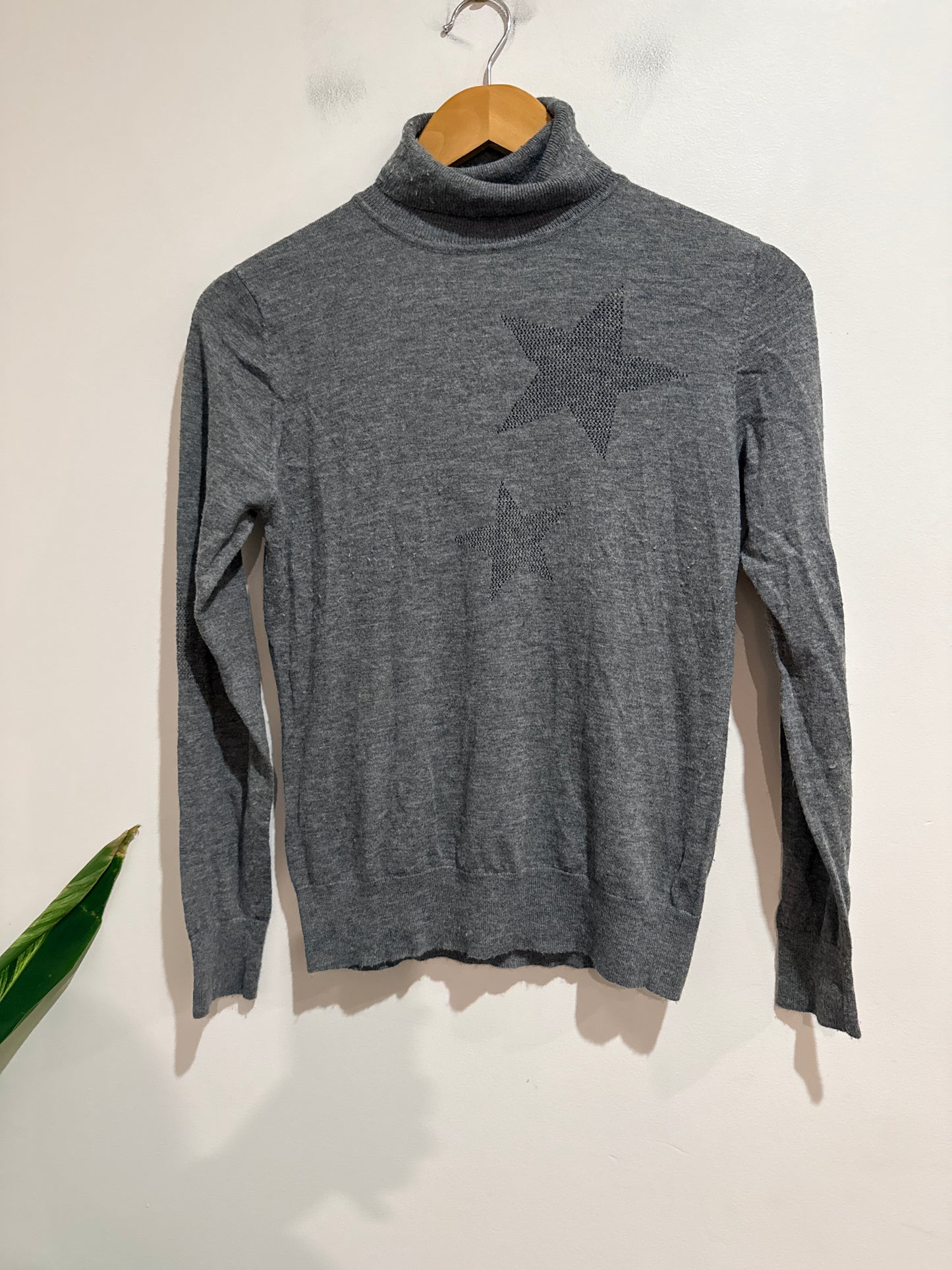 Theory Grey Star Turtleneck Sweater Size M (44cm U/arm to U/arm)