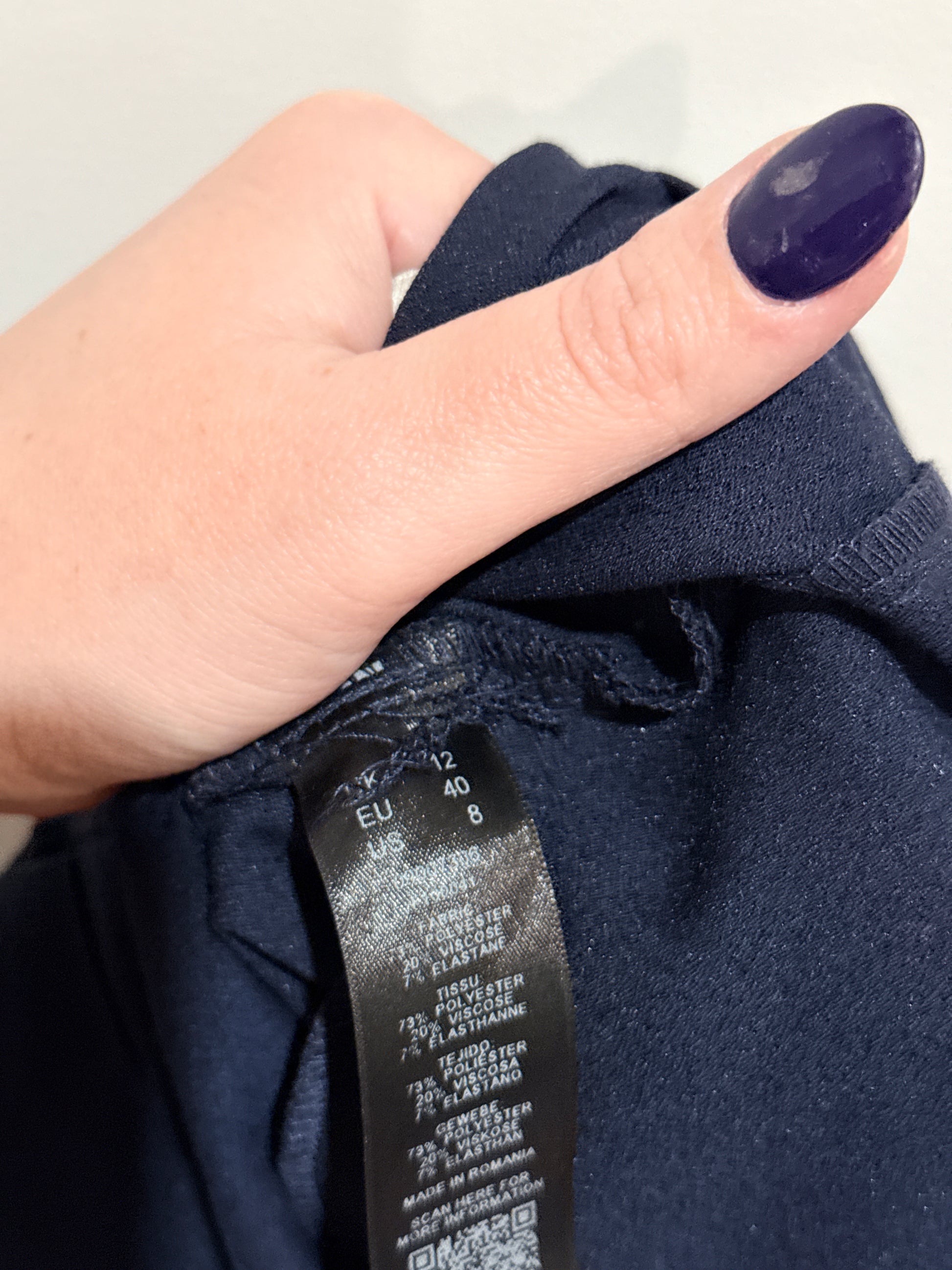 ASOS Navy Tapered Trousers Size 12