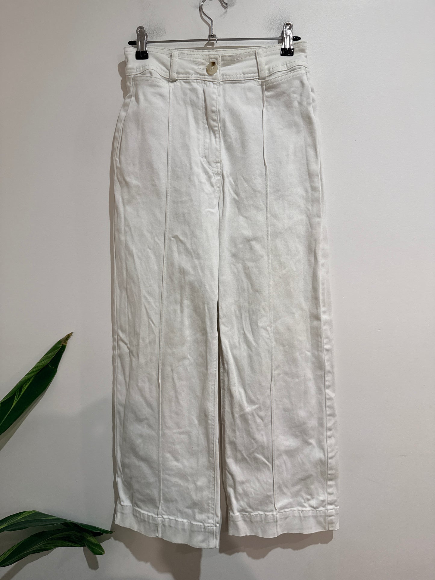 Brand Unknown White Wide-leg Denim Trousers Size 33cm waist