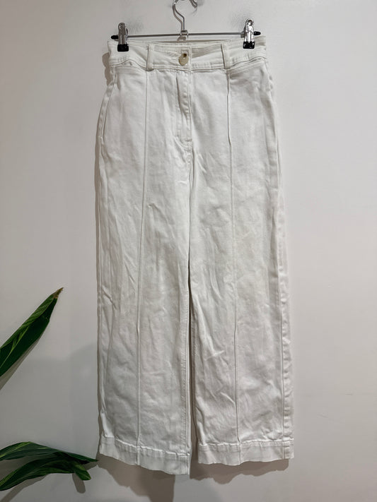 Brand Unknown White Wide-leg Denim Trousers Size 33cm waist