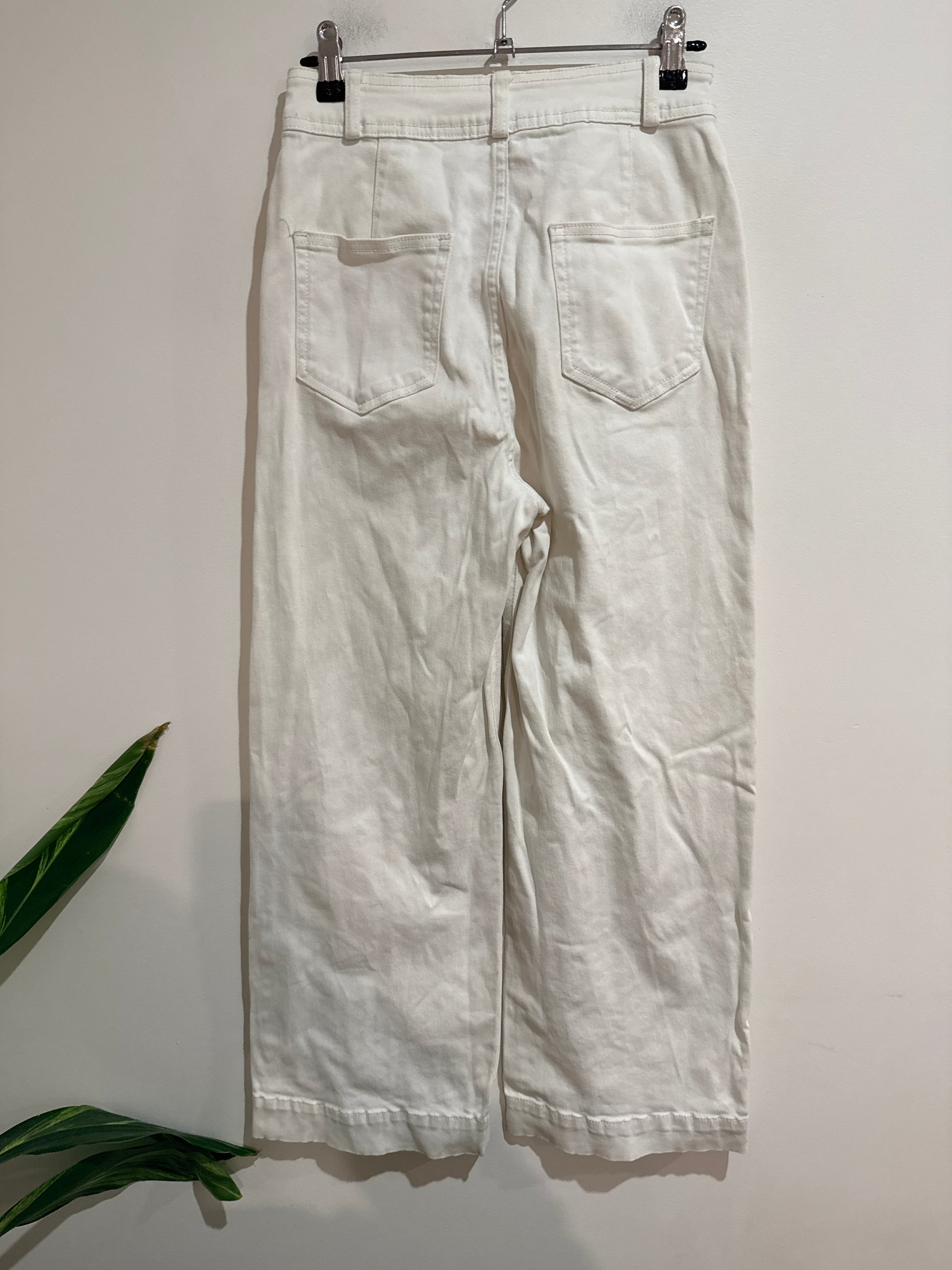 Brand Unknown White Wide-leg Denim Trousers Size 33cm waist